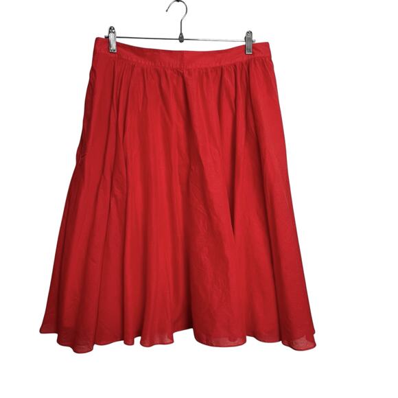 J.Crew Skirt Size 14 Melon Red Flowy A-Line Lined Women’s Cotton - Picture 1 of 8